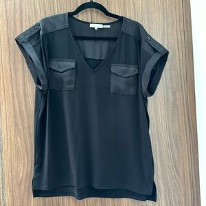 Calvin Klein black cap sleeved blouse. Size: L